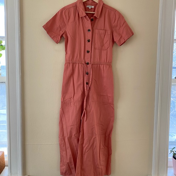 Madewell Pants - Madewell Salmon Pink Wide Leg Jumpsuit Size 2